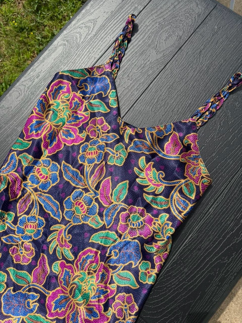 California Dynasty purple floral vintage slip dress